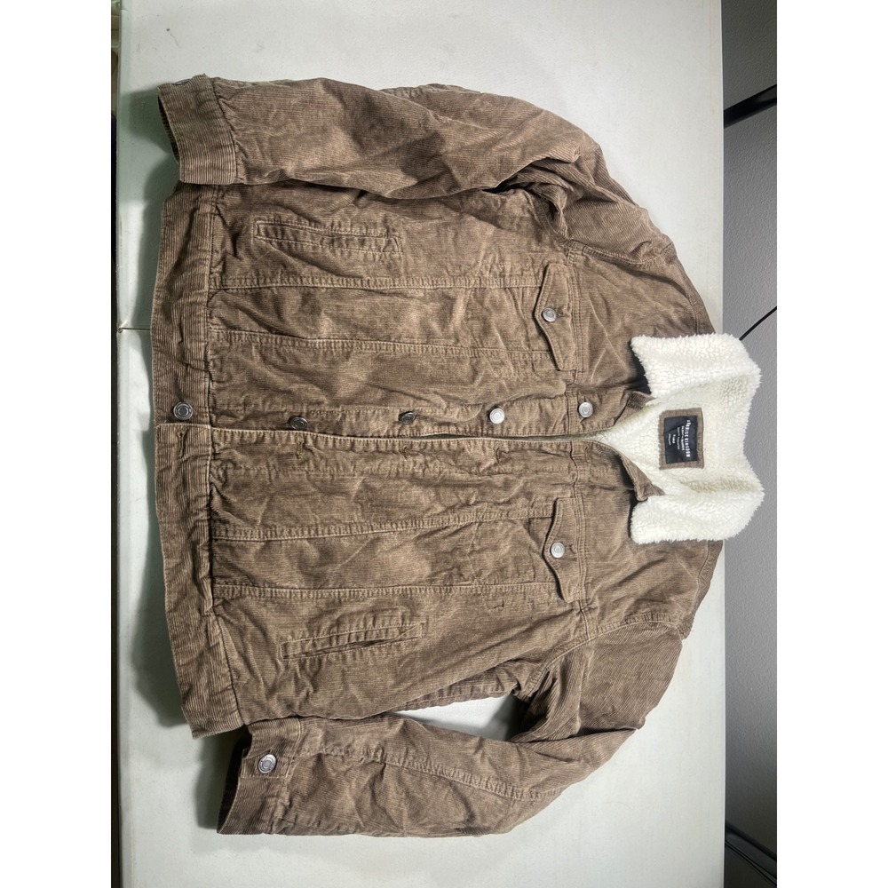 Sunrise Kingdom Mens XL Brown Corduroy Sherpa Lined Trucker Jacket Western
